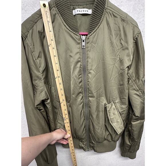 Pacsun‎ Bomber Jacket Mens Medium Army Green Casual Military - Picture 8 of 9